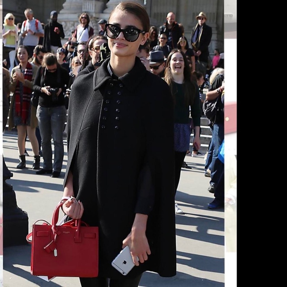 SAINT LAURENT Calfskin Nano Sac De Jour in Lipstick Red